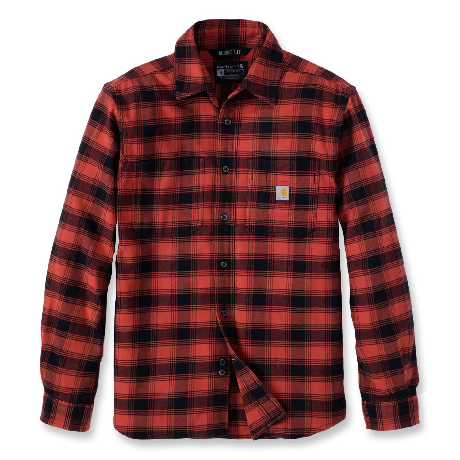 Carhartt 105945 Flannel Long Sleeve Plaid Shirt Checked Red