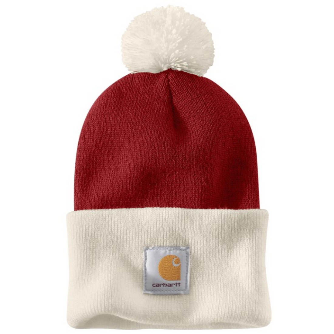 Carhartt 103343 AH3343 Knit Pom Cuffed Beanie Hat (Crabapple)