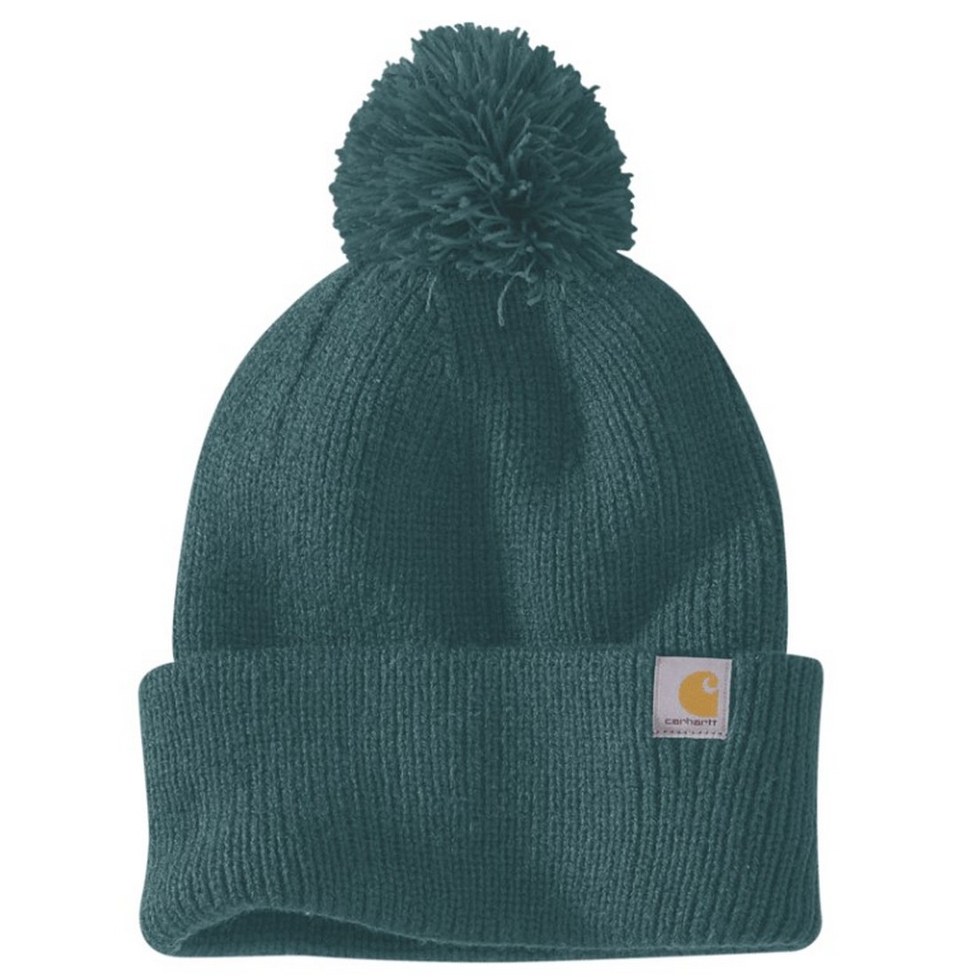 Carhartt 106003 Knit Pom-Pom Cuffed Beanie (Greenstone)