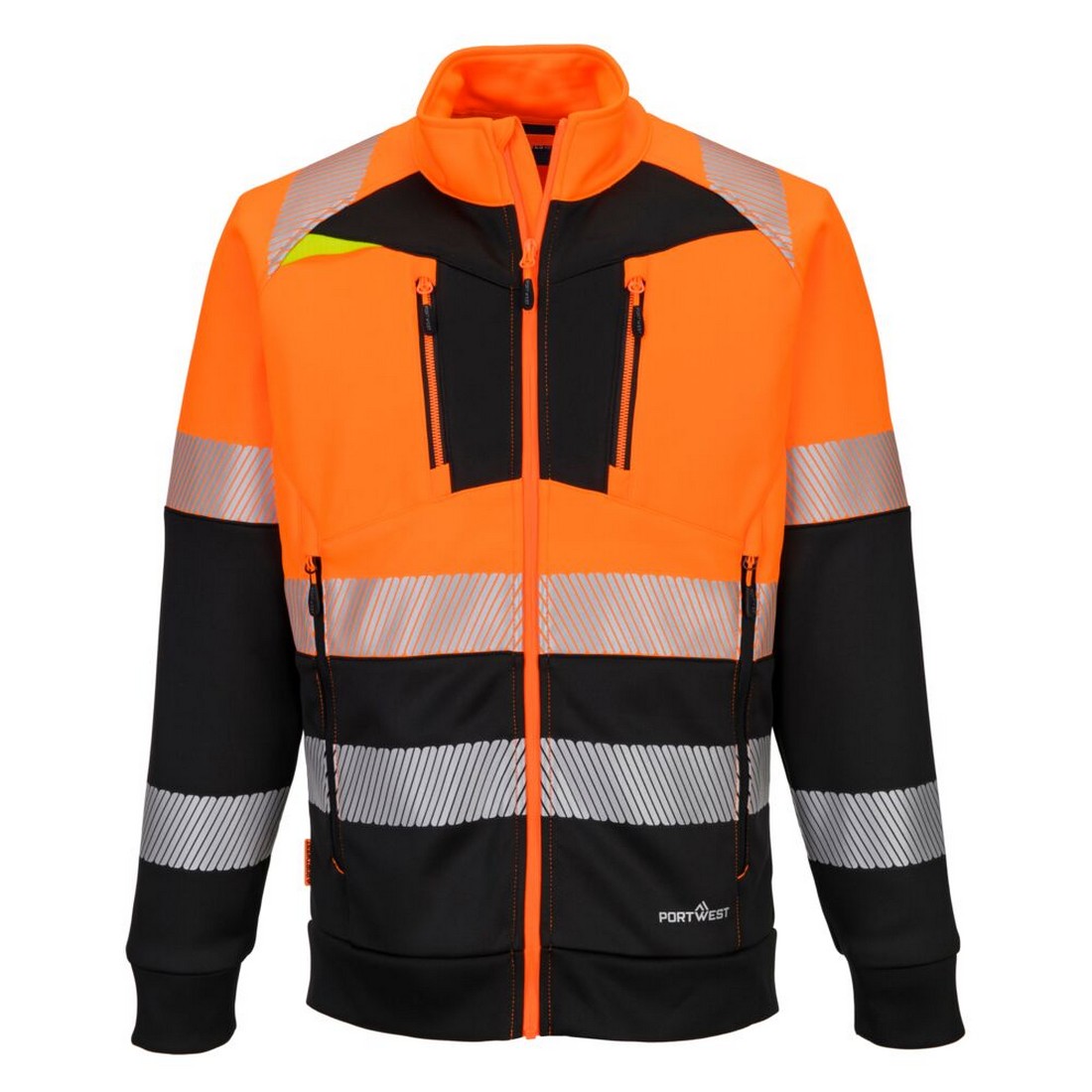 Portwest DX490 DX4 Hi-Vis Class 1 Funnel Neck Zipped Sweatshirt