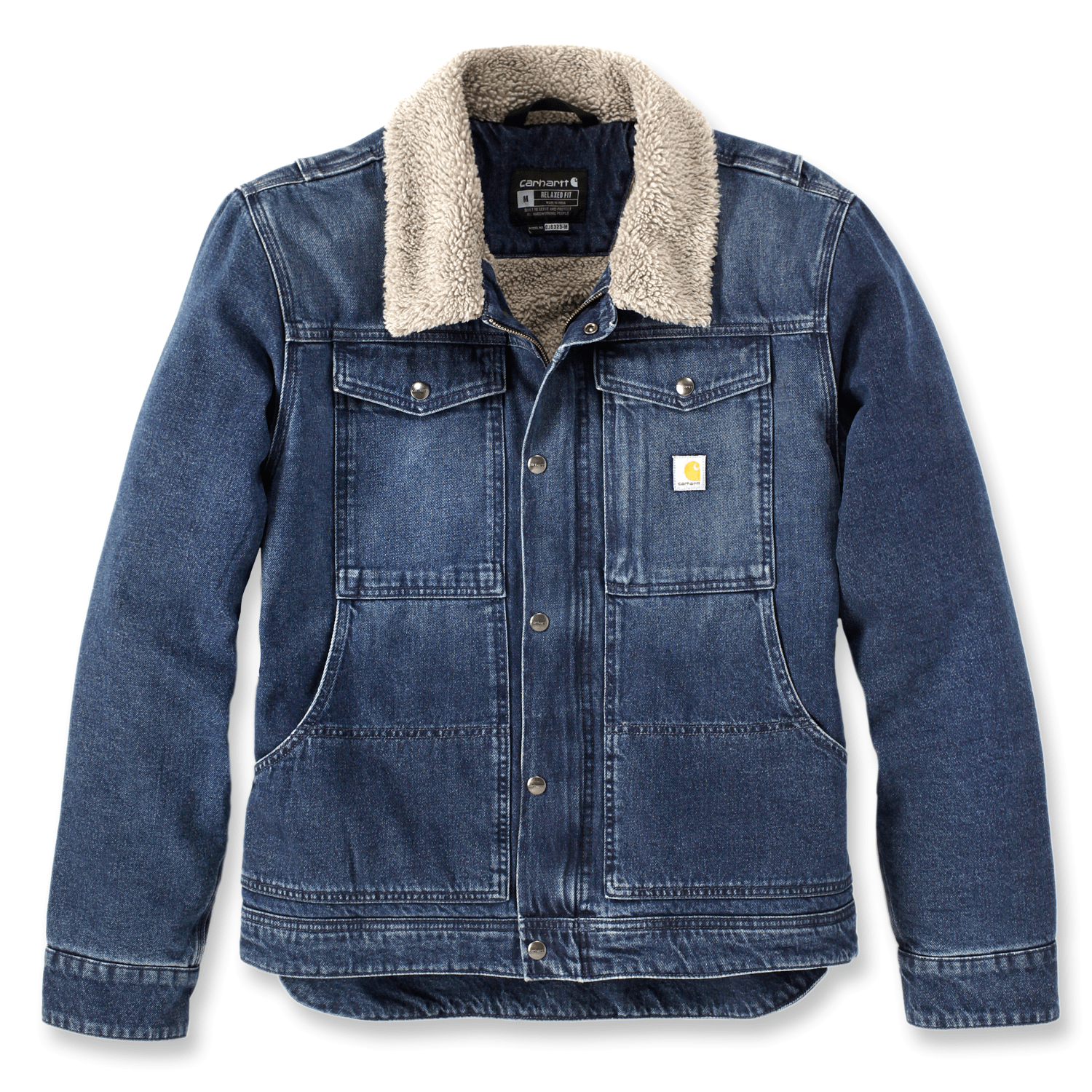 Carhartt フード付きデニムジャケット Carhartt 106323 Relaxed Fit Denim Sherpa-Lined Jacket - Men's - Beech