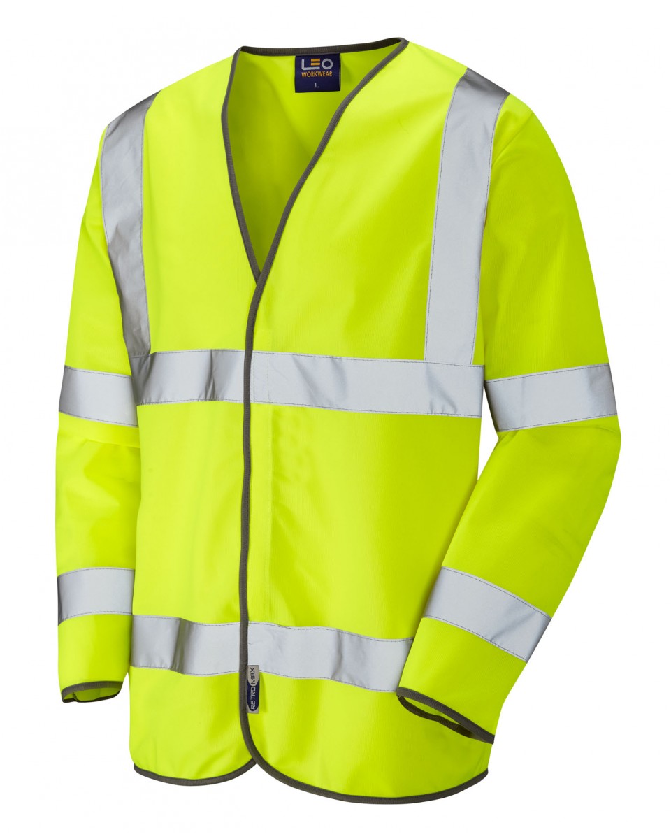 Leo Workwear SHIRWELL ISO 20471 Class 3 Sleeved Waistcoat - Hi Vis Yellow