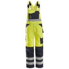 Snickers 0113 High-Vis Bib & Brace Trousers Class 2 (High Visibility Yellow/Navy)