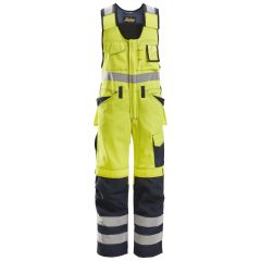 Snickers 0213 High-Vis One-piece Trousers Holster Pockets Class 2 (High Visibility Yellow/Navy)