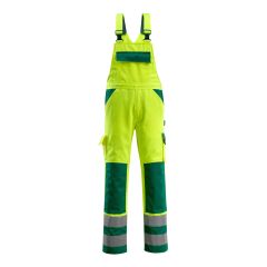 MASCOT 07169 Barras Safe Compete Bib & Brace With Kneepad Pockets - Hi-Vis Yellow/Green