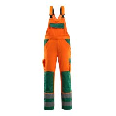 MASCOT 07169 Barras Safe Compete Bib & Brace With Kneepad Pockets - Hi-Vis Orange/Green