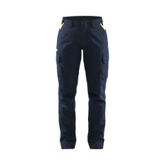 Blaklader 7144 Women's Industry Trousers Stretch - Dark Navy Blue/Hi-Vis Yellow