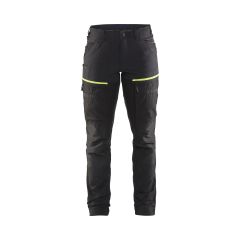 Blaklader 7166 Women's Service Trousers With Stretch - Black/Hi-Vis Yellow