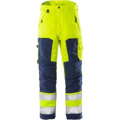 Fristads High Vis Winter Trousers CL 2 2034 PP - Quilted Lining, Water Repellent (Hi-Vis Yellow/Navy)
