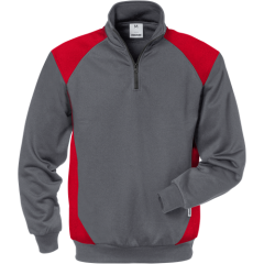 Fristads Half Zip Sweatshirt  - 7048 SHV - (Grey/Red)