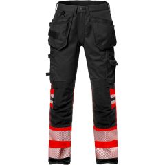 Fristads High Vis Craftsman Stretch Trousers CL 1 - 2706 PLU (Hi-Vis Red/Black)