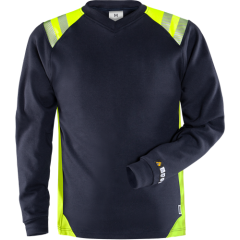 Fristads Flamestat Long Sleeve T-Shirt - 7360 TFL (Navy/Hi-Vis Yellow)