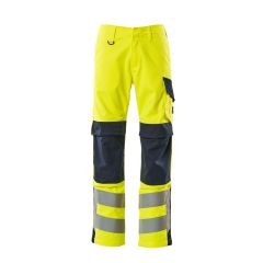 MASCOT 13879 Arbon Multisafe Trousers With Kneepad Pockets - Flame Retardant - Hi-Vis Yellow/Dark Navy