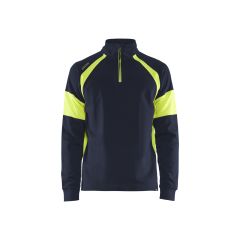 Blaklader 3550 Sweatshirt With Hi-Vis Panels - Navy Blue/Hi-Vis Yellow