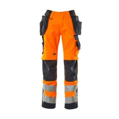 MASCOT 15531 Wigan Safe Supreme Trousers With Holster Pockets - Hi-Vis Orange/Dark Navy