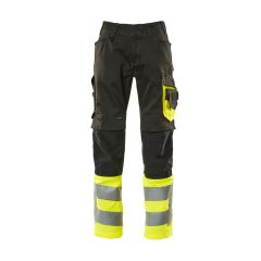 MASCOT 15679 Leeds Safe Supreme Trousers With Kneepad Pockets - Black/Hi-Vis Yellow