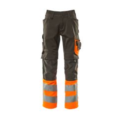 MASCOT 15679 Leeds Safe Supreme Trousers With Kneepad Pockets - Dark Anthracite/Hi-Vis Orange