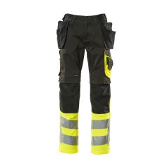 MASCOT 17531 Safe Supreme Trousers With Holster Pockets - Black/Hi-Vis Yellow