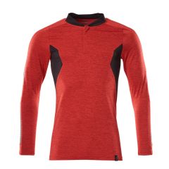 MASCOT 18081 Accelerate Polo Shirt, Long-Sleeved - Mens - Traffic Red-Flecked/Black