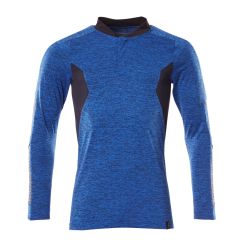 MASCOT 18081 Accelerate Polo Shirt, Long-Sleeved - Mens - Azure Blue-Flecked/Dark Navy