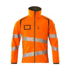 MASCOT 19002 Accelerate Safe Softshell Jacket - Mens - Hi-Vis Orange/Moss Green