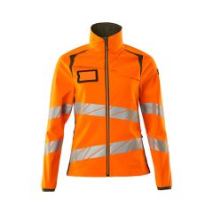 MASCOT 19012 Accelerate Safe Softshell Jacket - Womens - Hi-Vis Orange/Moss Green