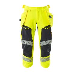 MASCOT 19049 Accelerate Safe 3/4 Length Trousers With Holster Pockets - Hi-Vis Yellow/Dark Navy