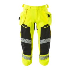 MASCOT 19049 Accelerate Safe 3/4 Length Trousers With Holster Pockets - Hi-Vis Yellow/Black