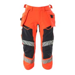 MASCOT 19049 Accelerate Safe 3/4 Length Trousers With Holster Pockets - Hi-Vis Red/Dark Navy