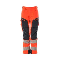 MASCOT 19078 Accelerate Safe Trousers With Kneepad Pockets - Womens - Hi-Vis Red/Dark Navy