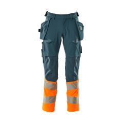 MASCOT 19131 Accelerate Safe Trousers With Holster Pockets - Mens - Dark Petroleum/Hi-Vis Orange