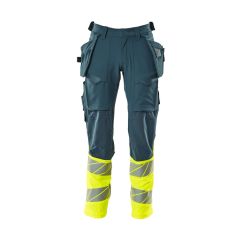 MASCOT 19131 Accelerate Safe Trousers With Holster Pockets - Mens - Dark Petroleum/Hi-Vis Yellow