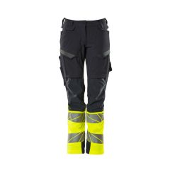 MASCOT 19178 Accelerate Safe Trousers With Kneepad Pockets - Womens - Dark Navy/Hi-Vis Yellow