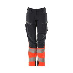 MASCOT 19178 Accelerate Safe Trousers With Kneepad Pockets - Womens - Dark Navy/Hi-Vis Red