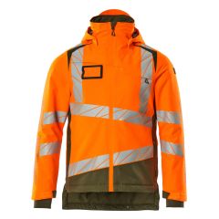 MASCOT 19335 Accelerate Safe Winter Jacket - Mens - Hi-Vis Orange/Moss Green
