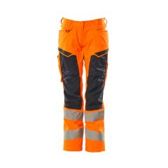 MASCOT 19578 Accelerate Safe Trousers With Kneepad Pockets - Womens - Hi-Vis Orange/Dark Navy