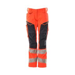 MASCOT 19578 Accelerate Safe Trousers With Kneepad Pockets - Womens - Hi-Vis Red/Dark Navy