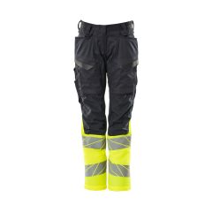 MASCOT 19678 Accelerate Safe Trousers With Kneepad Pockets - Womens - Dark Navy/Hi-Vis Yellow