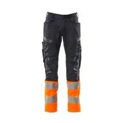 MASCOT 19679 Accelerate Safe Trousers With Kneepad Pockets - Mens - Dark Navy/Hi-Vis Orange