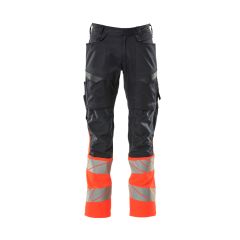 MASCOT 19679 Accelerate Safe Trousers With Kneepad Pockets - Mens - Dark Navy/Hi-Vis Red