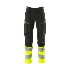 MASCOT 19879 Accelerate Safe Trousers With Kneepad Pockets - Mens - Black/Hi-Vis Yellow