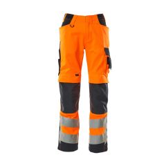 MASCOT 20879 Safe Supreme Trousers With Kneepad Pockets - Hi-Vis Orange/Dark Navy