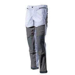 MASCOT 22079 Customized Trousers With Kneepad Pockets - Mens - White/Stone Grey