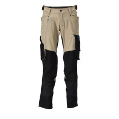 Mascot 23179 Trousers with Kneepad Pockets - Mens - Light Khaki/Black