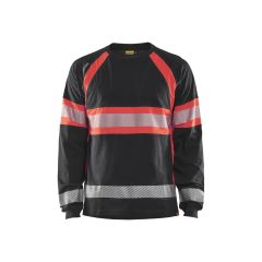 Blaklader 3510 Hi-Vis Long Sleeved T-Shirt - Black/Red Hi-Vis
