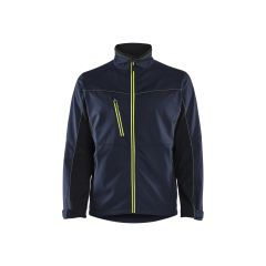 Blaklader 4950 Softshell Jacket - Dark Navy Blue/Hi-Vis Yellow