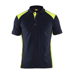 Blaklader 3324 Polo Shirt - Dark Navy Blue/Hi-Vis Yellow