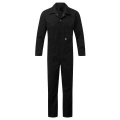 Fort Workwear 366 Stud Front Coverall - Polycotton 240gsm - Black