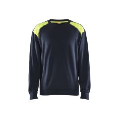 Blaklader 3580 Sweatshirt - Dark Navy Blue/Hi-Vis Yellow