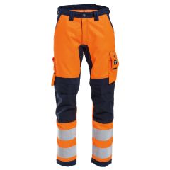 Tranemo 4320 VISION Hi-Vis Stretch Trousers - Orange/Navy